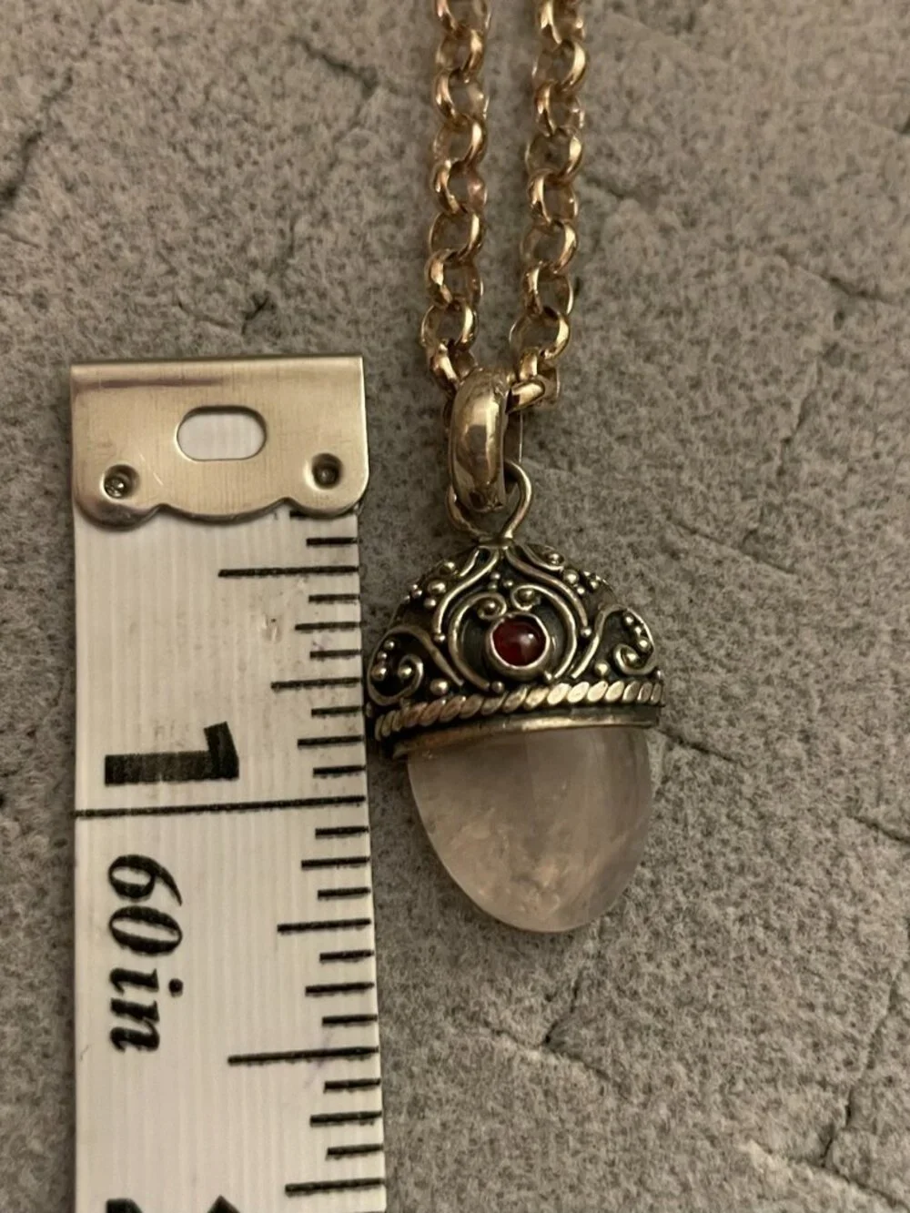 Vintage Sterling Silver Crystal Necklace Pendant 925 16